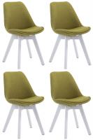 4er Set Besucherstühle Borneo V2 Weiß Stoff  grün