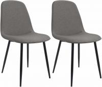 2er Set Esszimmerstuhl Maryam Stoff hellgrau 