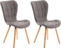 2er Set Stuhl Elda Stoff hellgrau
