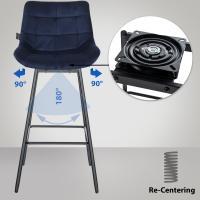 4er Set Barhocker Weston Schwenkbar Samt blau