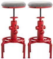 2er Set Barhocker Lumos Vintage Kunstleder rot dunkelgrau 