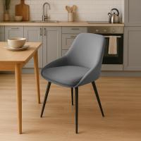 2er Set Esszimmerstuhl Elmira Samt schwarz dunkelgrau 