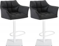 2er Set Barhocker Damaso Stoff weiß dunkelgrau 