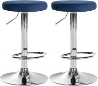2er Set Barhocker Ponte Samt chrom blau