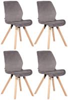 4er Set Stuhl Luna Samt grau
