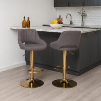 Barhocker Milet Stoff gold dunkelgrau 