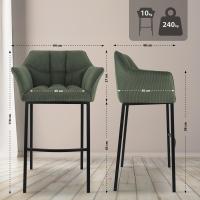 Barhocker Damaso B Cord mit 4-Fuß Gestell grün 