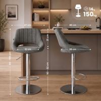 2er Set Barhocker HD Milet C Stoff grau 
