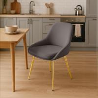 2er Set Esszimmerstuhl Elmira Samt gold anthrazit 