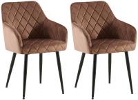 2er Set Esszimmerstuhl Monett Samt B braun