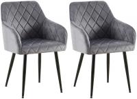 2er Set Esszimmerstuhl Monett Samt B dunkelgrau