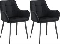 2er Set Esszimmerstuhl Ferndale Samt schwarz