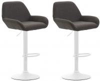 2er Set Barhocker Braga Stoff weiß dunkelgrau 