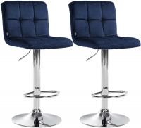 2er Set Barhocker Peru Samt chrom blau