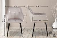 2er Set Esszimmerstuhl Emia Samt hellgrau 