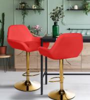 2er Set Barhocker Braga Gold Kunstleder rot 