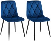 2er Set Esszimmerstuhl Clairton Samt dunkelblau 