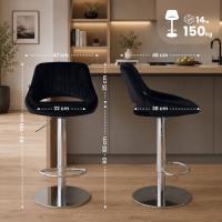 2er Set Barhocker HD Milet C Samt schwarz 