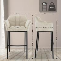 Barhocker Damaso B Cord mit 4-Fuß Gestell creme 