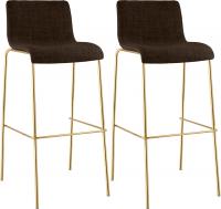 2er Set Barhocker Hoover Stoff 4-Fuß Gold braun