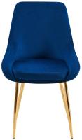 2er Set Esszimmerstuhl Elmira Samt gold dunkelblau 