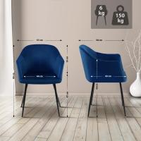Esszimmerstuhl Jaysie Samt dunkelblau