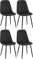 4er Set Esszimmerstuhl Baxter Samt schwarz