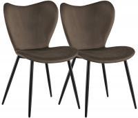 2er Set Esszimmerstuhl Maika Samt braun 
