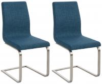 2er Set Esszimmerstühle Belfort Stoff blau