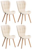 4er Set Esszimmerstuhl Elda Kunstleder  creme 