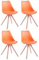 4er Set Stühle Toulouse Kunstleder Rund natura (eiche) orange