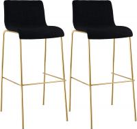2er Set Barhocker Hoover Stoff 4-Fuß Gold schwarz