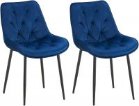 2er Set Esszimmerstuhl Wallace Samt blau 