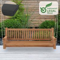 Schaukelbank Joyce mit Sitzkissen 180 cm + teak  dunkelgrau 