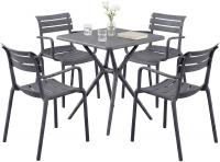 Gartenmöbel-Set Avena mit 4 Stühlen dunkelgrau