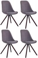 4er Set Stühle Toulouse Samt Rund cappuccino (eiche) dunkelgrau