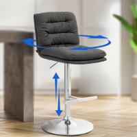 Barhocker Damar Stoff chrom dunkelgrau 