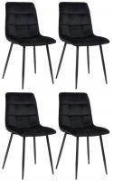 4er Set Esszimmerstuhl Tilde Samt schwarz 
