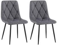2er Set Esszimmerstuhl Clairton Stoff dunkelgrau 