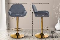 2er Set Barhocker Braga Gold Samt dunkelgrau 