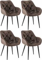 4er Set Stuhl Tanna Samt braun