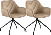 2er Set Esszimmerstuhl Welby Samt taupe