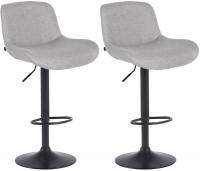 2er Set Barhocker Solon Schwarz Stoff hellgrau 2er Set Barhocker Solon Schwarz Stoff hellgrau