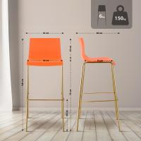 2er Set Barhocker Hoover Kunststoff 4-Fuß Gold orange