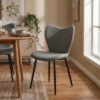2er Set Esszimmerstuhl Maika Stoff grau 