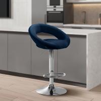 Barhocker Olinda Samt chrom blau