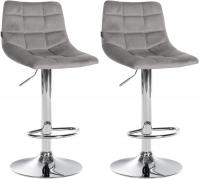 2er Set Barhocker Jerry Samt chrom grau