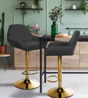 2er Set Barhocker Braga Gold Stoff schwarz 