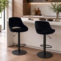 2er Set Barhocker HD Milet B Samt schwarz 