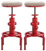2er Set Barhocker Lumos Vintage Kunstleder rot grau